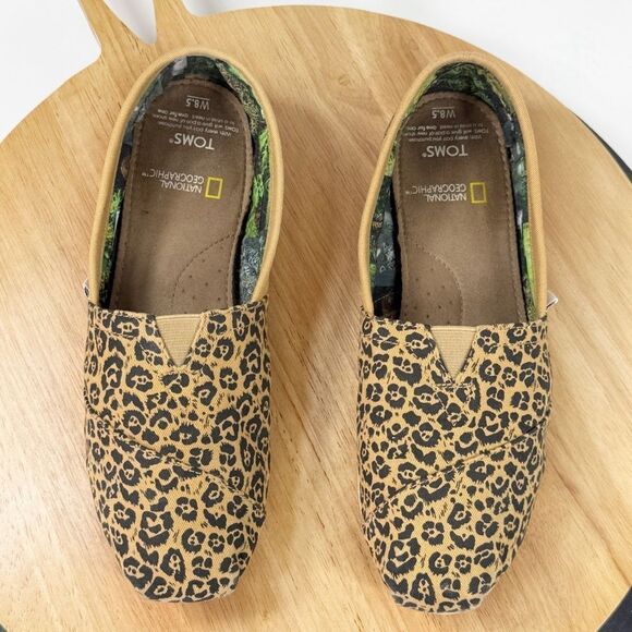 TOMS National Geographic Alpargata Leopard Print Slip On Shoes Tan 8.5 - Picture 3 of 12